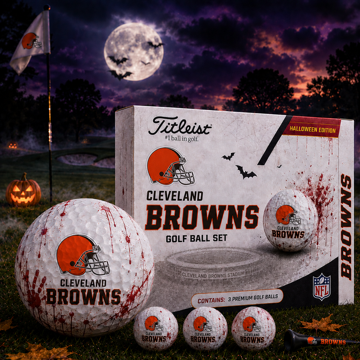 CLE x NFL Halloween Edition Golf Ball Set  3 Premium Golf Balls