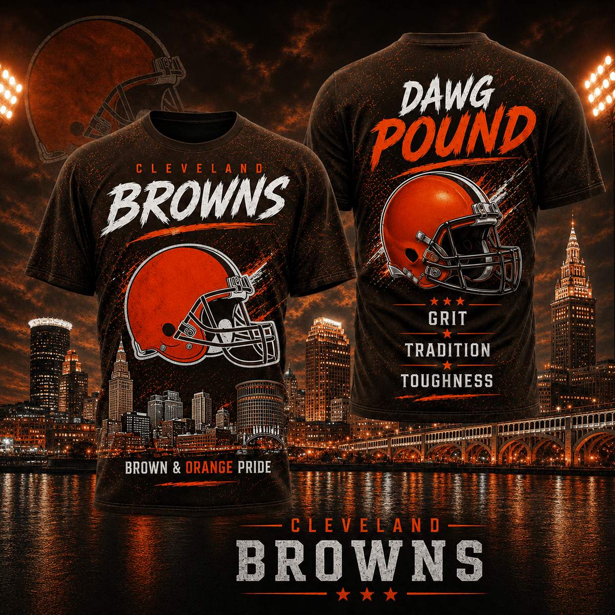CLE x NFL Premium Skyline Pride Football T-Shirt