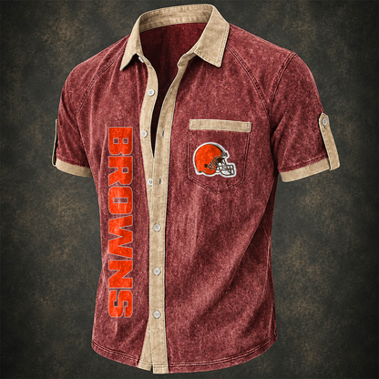 CLE x NFL Short-Sleeve Button-Up Sports Shirt
