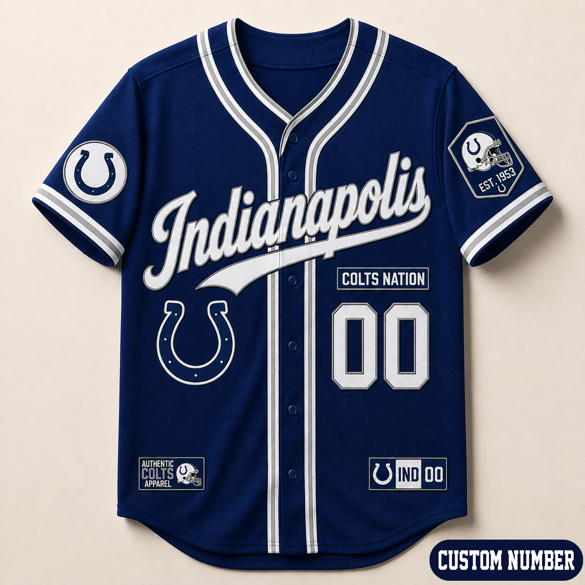 Custom NFL x IND Baseball Jersey Shirt