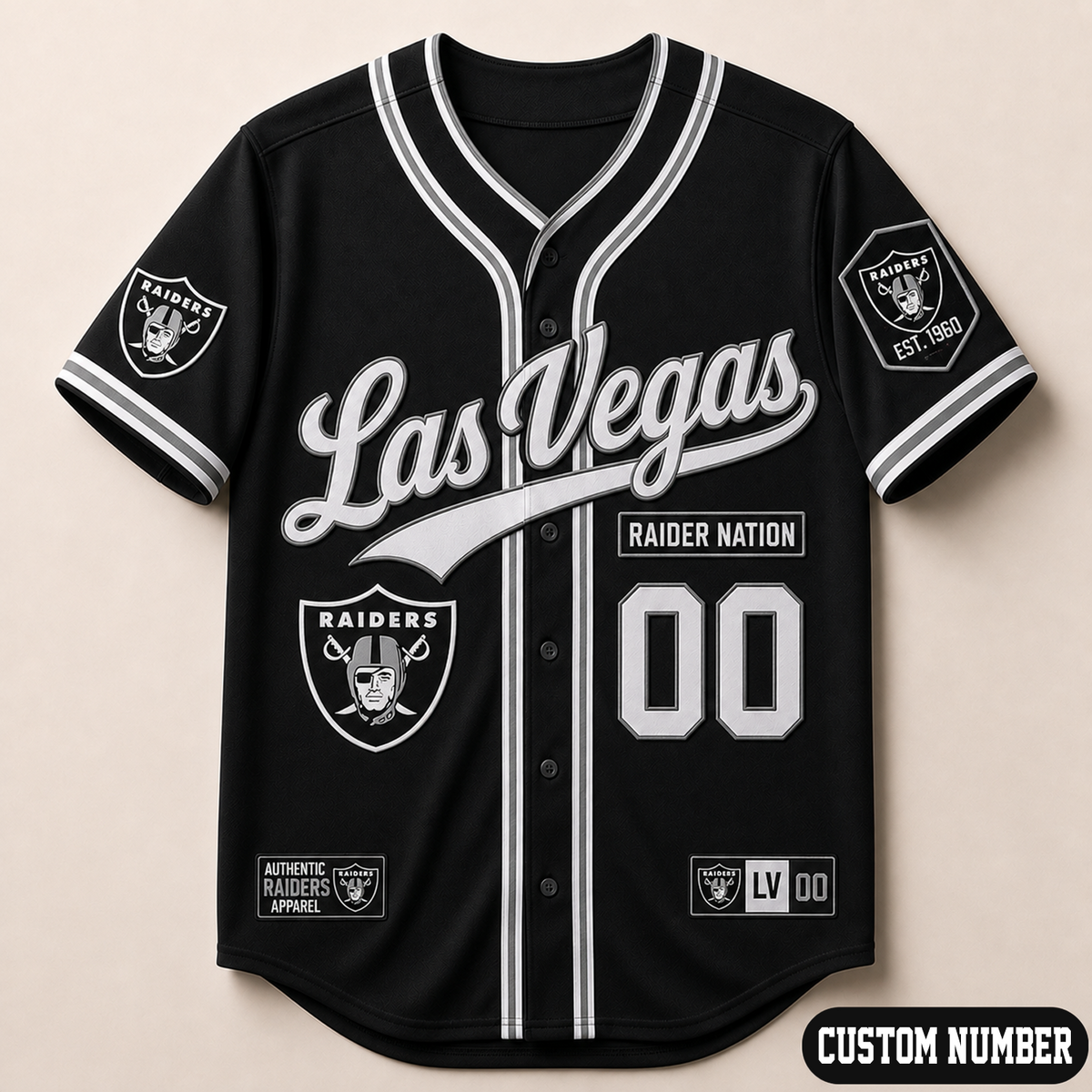 Custom NFL x LVR Baseball Jersey Shirt