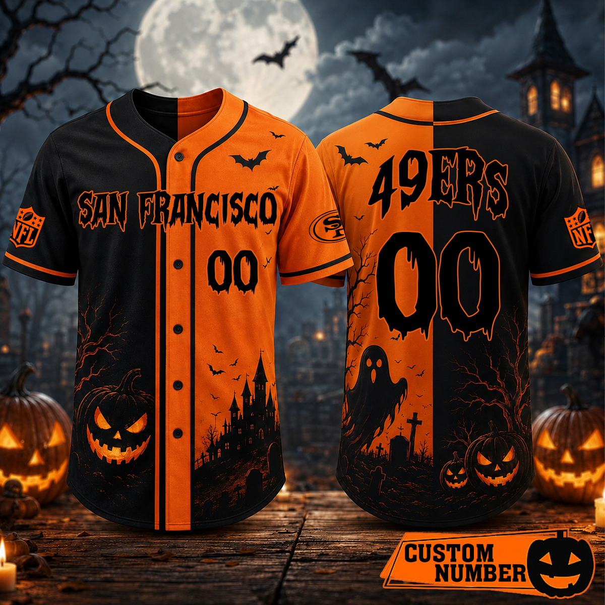 Custom NFL x SF Season Baseball Jersey
