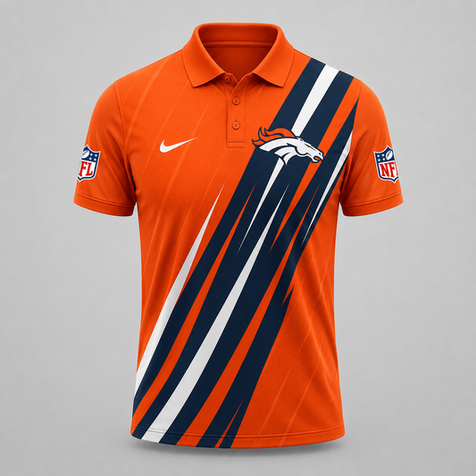 DEN x NFL Premium Athletic Stripe Polo Shirt