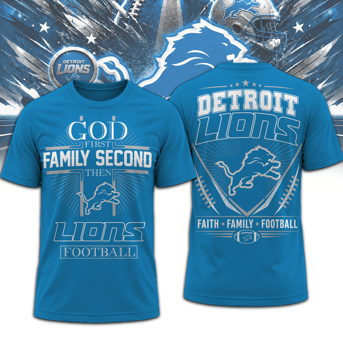 DET x NFL Faith, Family, Football 3D Shirt