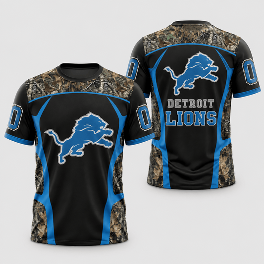 DET x NFL Hunting Camo 3D Shirt
