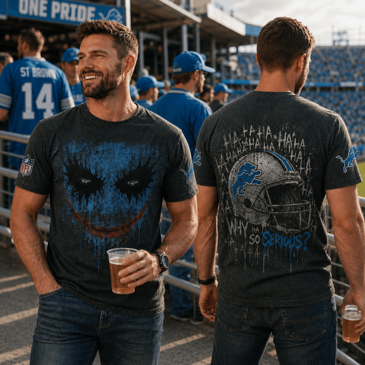 DET x NFL Premium Joker 3D T-Shirt For Football Fans Loving Dark Aesthetic