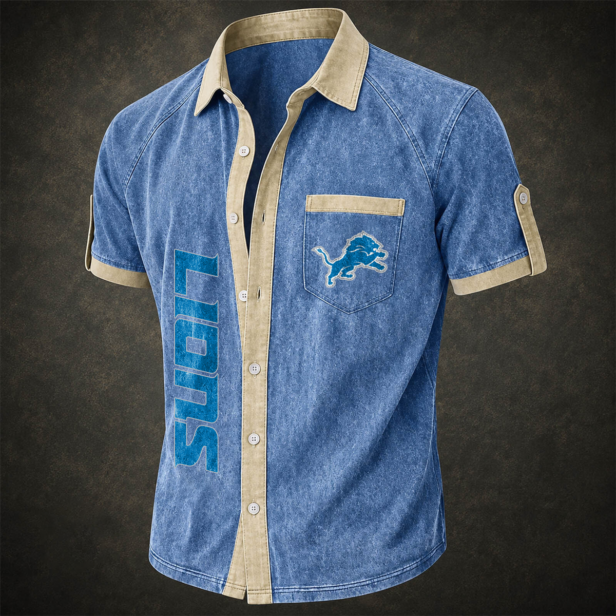 DET x NFL Short-Sleeve Button-Up Sports Shirt