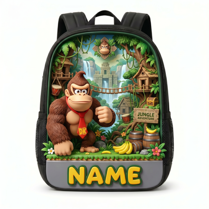 Personalized Kids Backpack, Custom Photo School Backpack With Name, Adventure Game Inspired Bookbag, Back To School Gift For Boys And Girls