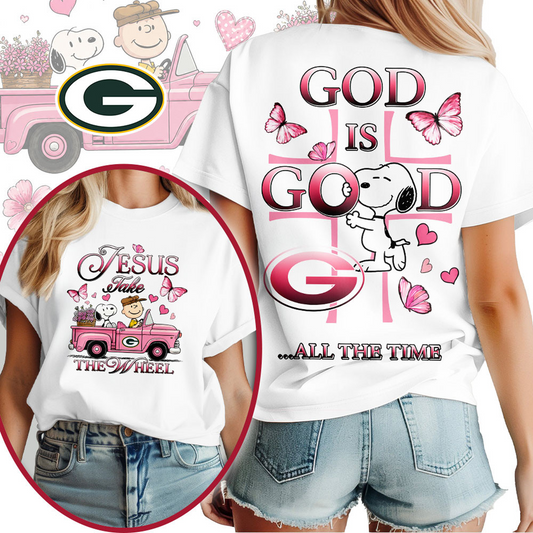 GB x NFL Jesus Take The Wheel God Is Good 3D Shirt