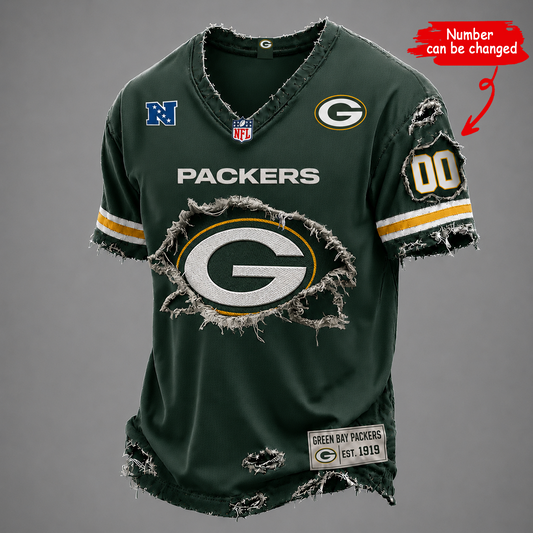 GB x NFL LUXURY V-Neck T-Shirt V2 1506