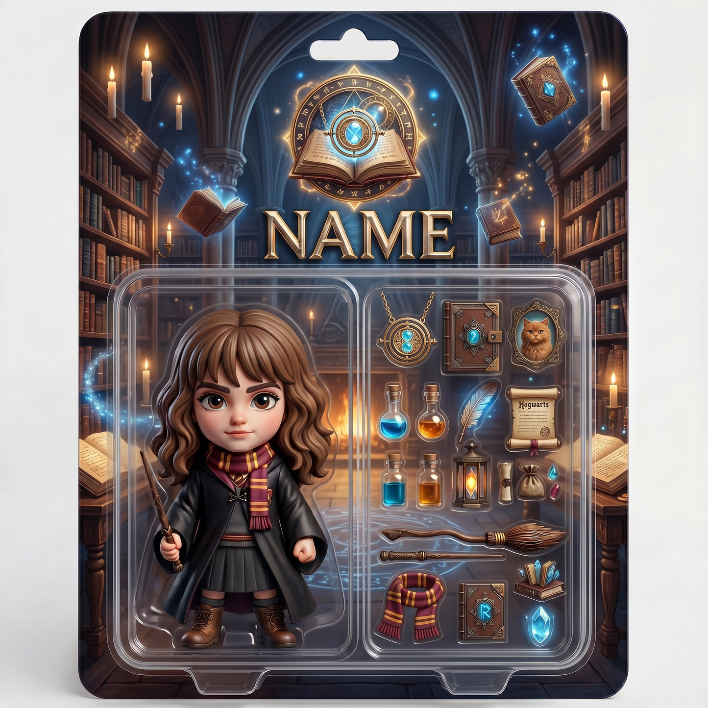 Custom Wizard Photo Plaque For Fans, Personalized Magic School Action Figure Plaque, Custom Name Fantasy Collectible Display, Personalized Fan Gift For Him BQH