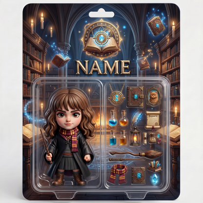 Custom Wizard Photo Plaque For Fans, Personalized Magic School Action Figure Plaque, Custom Name Fantasy Collectible Display, Personalized Fan Gift For Him BQH