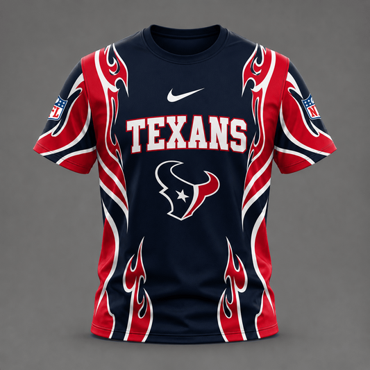 HOU x NFL Premium Football Flame Tribal All Over Print T-Shirt 2208