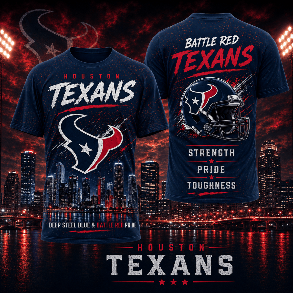 HOU x NFL Premium Skyline Pride Football T-Shirt