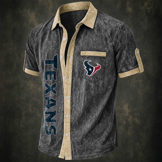 HOU x NFL Short-Sleeve Button-Up Sports Shirt