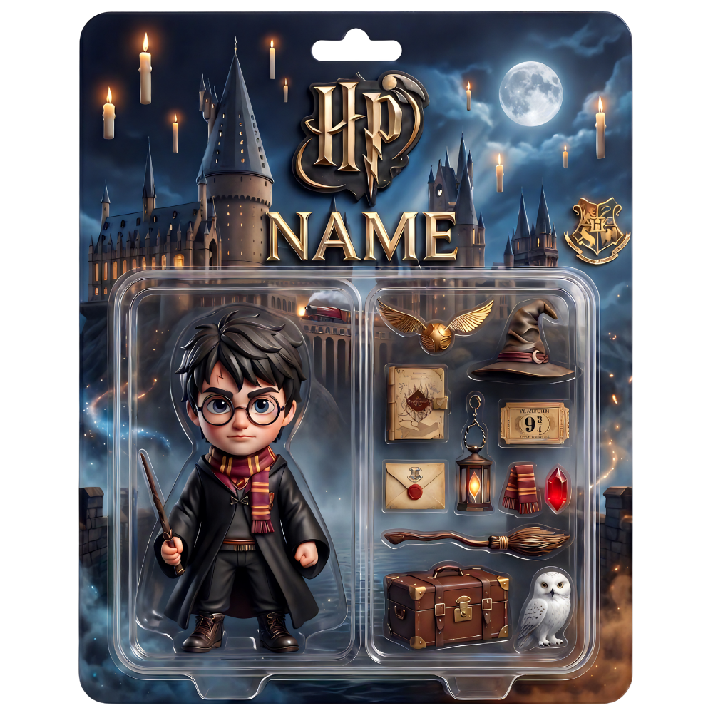 Custom Wizard Photo Plaque For Fans, Personalized Magic School Action Figure Plaque, Custom Name Fantasy Collectible Display, Personalized Fan Gift For Him BQH