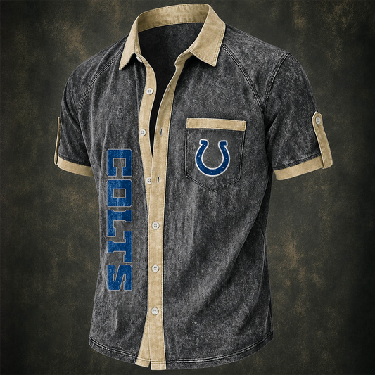 IND x NFL Short-Sleeve Button-Up Sports Shirt