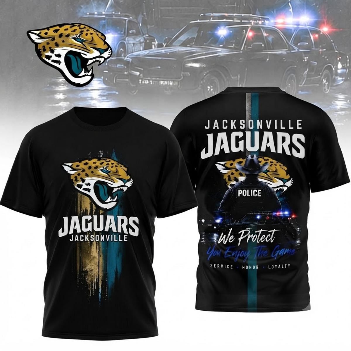 JAC x NFL Premium Police Tribute Team 3D Shirt