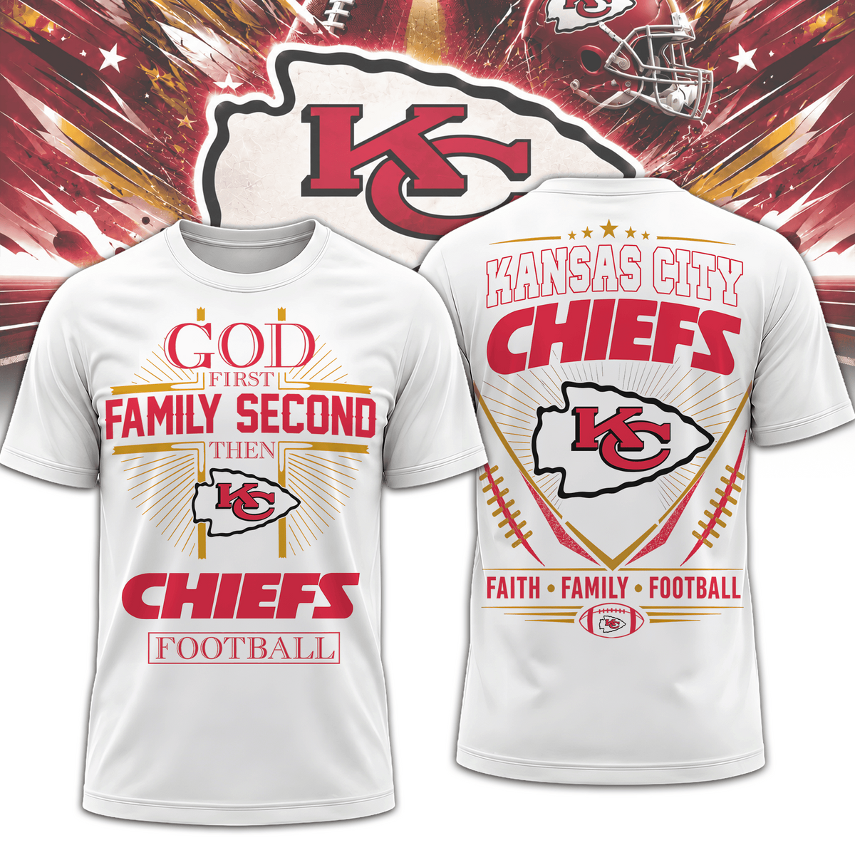 KC x NFL Faith, Family, Football 3D Shirt