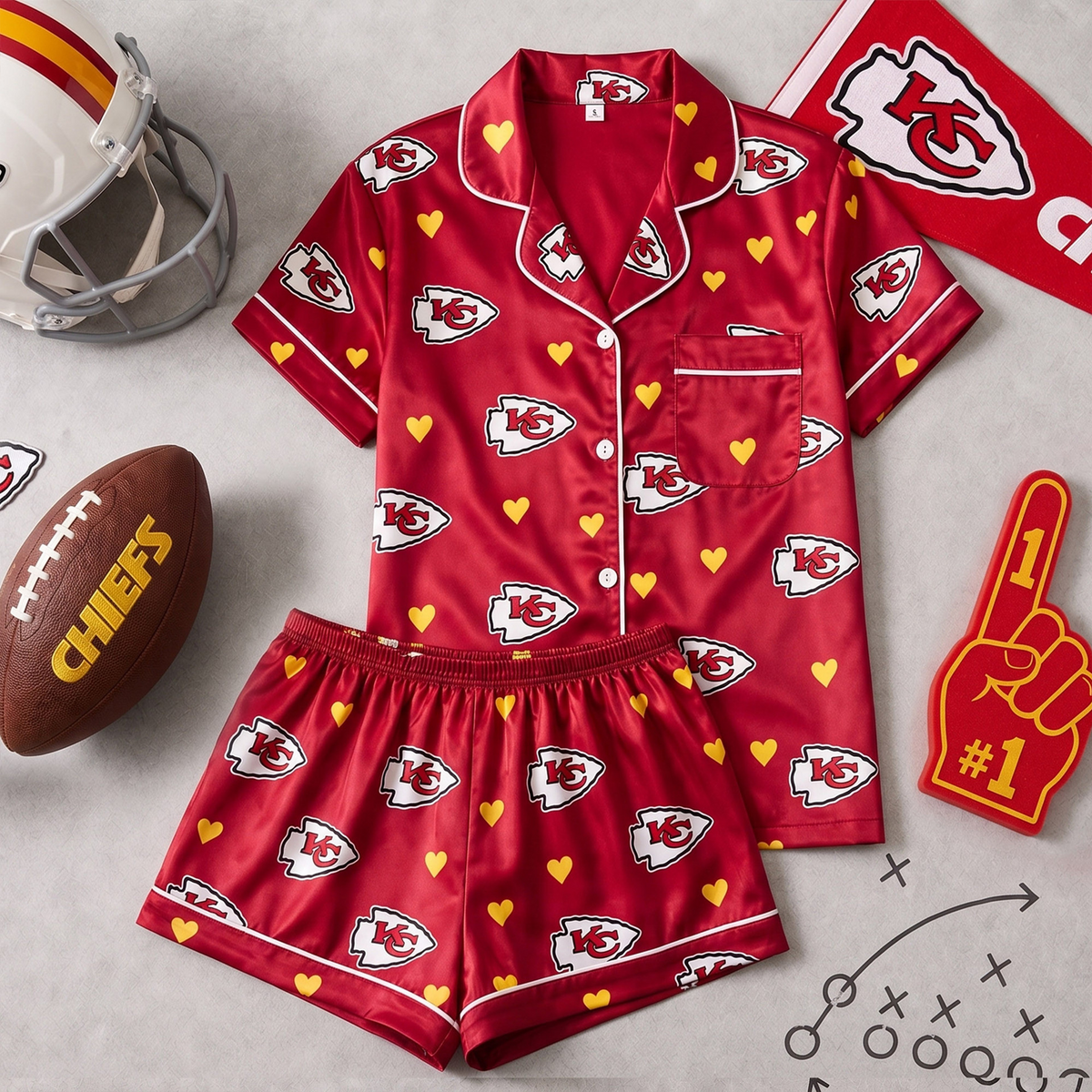 KC x NFL Love Satin Pajamas Set