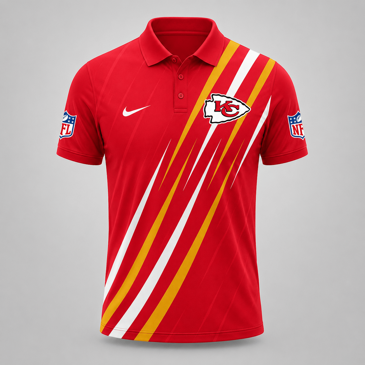KC x NFL Premium Athletic Stripe Polo Shirt