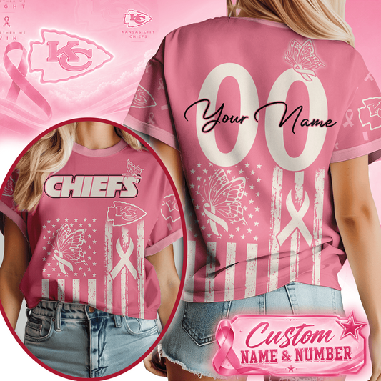 KC x NFL Premium Butterfly Ribbon Custom 3D Shirt