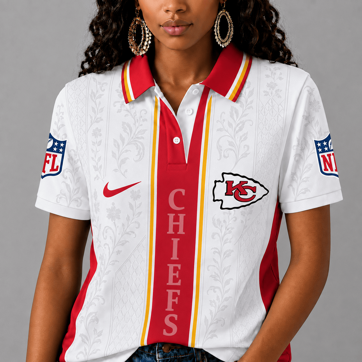 KC x NFL Premium Floral Elegance Polo Shirt