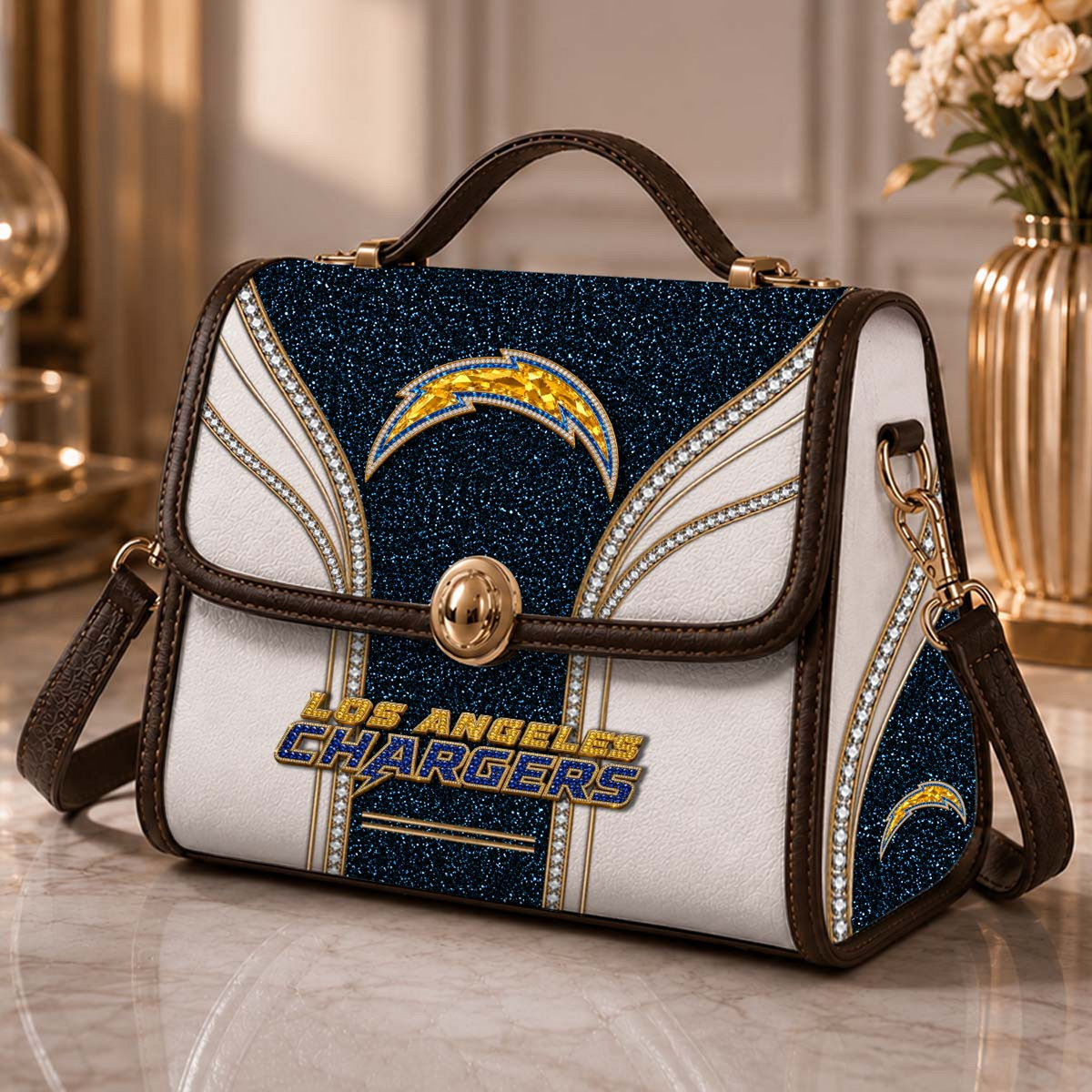 LAC x NFL Glitter Leather Handbag