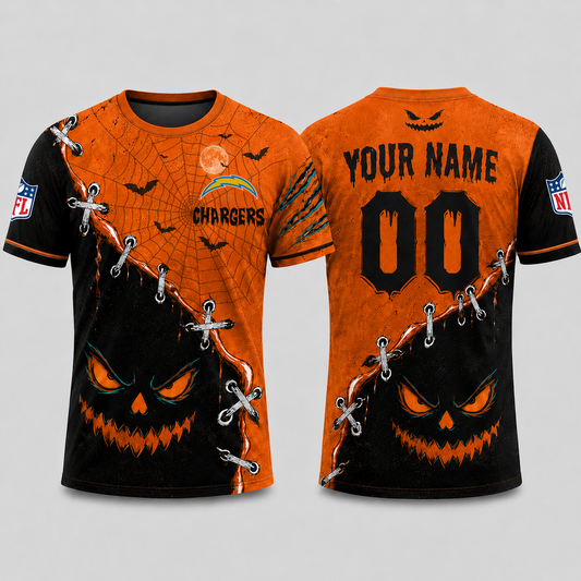 LAC x NFL Halloween Pumpkin Stitched Horror TShirt
