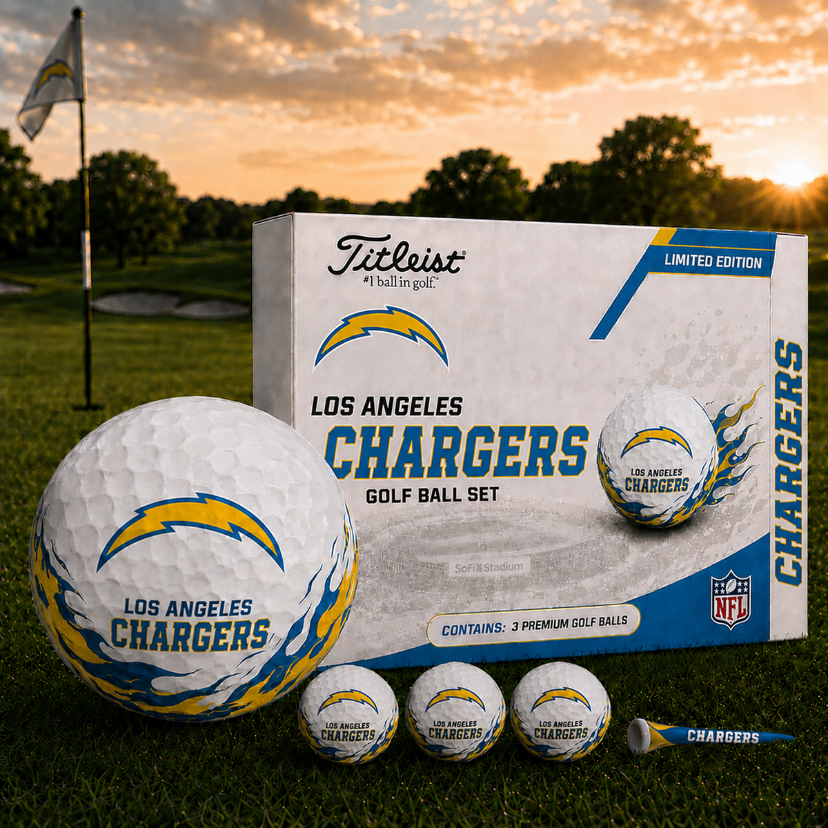 LAC x NFL Inspired Golf Ball Set  3 Premium Golf Balls