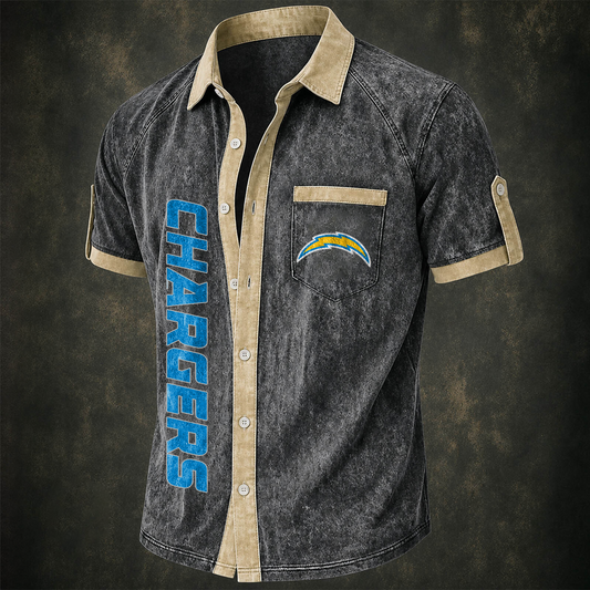 LAC x NFL Short-Sleeve Button-Up Sports Shirt