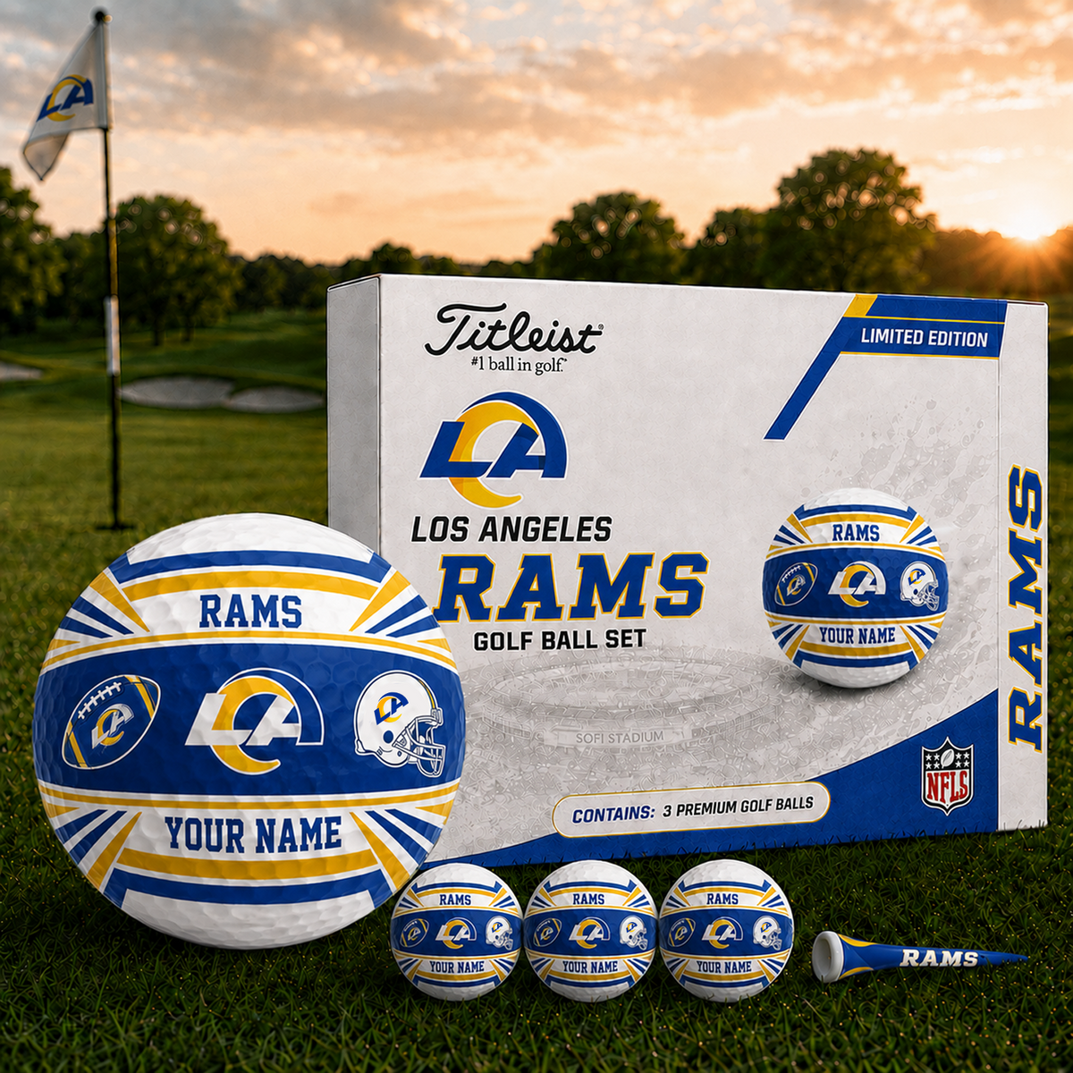 LAR x NFL Inspired Golf Ball Set  3 Premium Golf Balls V2