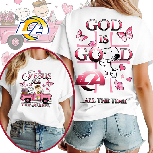 LAR x NFL Jesus Take The Wheel God Is Good 3D Shirt
