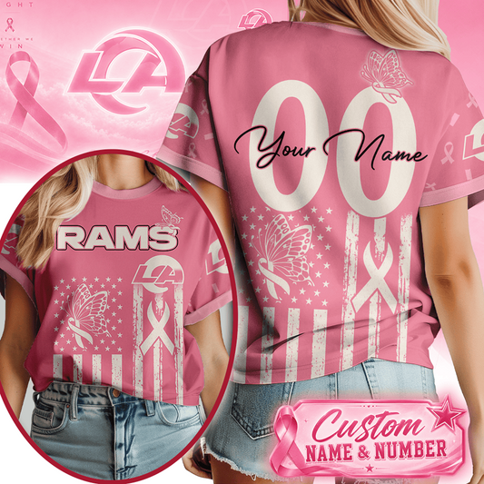 LAR x NFL Premium Butterfly Ribbon Custom 3D Shirt