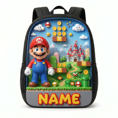 Personalized Kids Backpack, Custom Photo School Backpack With Name, Adventure Game Inspired Bookbag, Back To School Gift For Boys And Girls