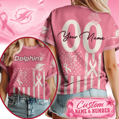 MIA x NFL Premium Butterfly Ribbon Custom 3D Shirt