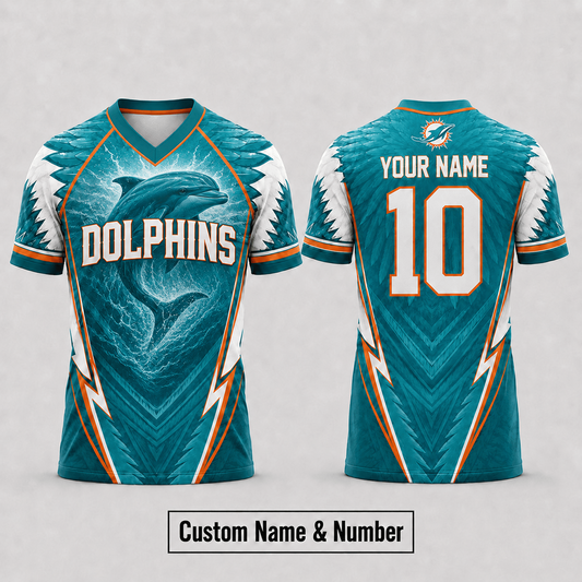 MIA x  NFL Premium Custom Name And Number Jersey For Fierce Football Fans