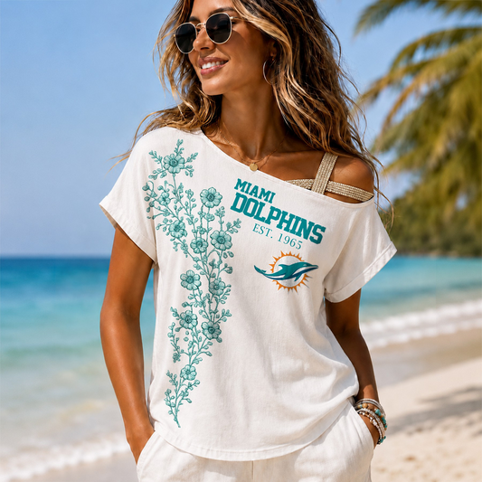MIA x NFL Slouchy Off-Shoulder T-Shirt