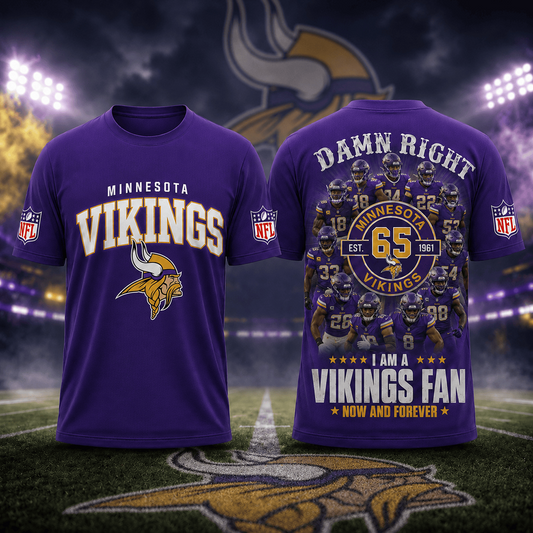 MIN x NFL Damn Right Forever Fan 3D Shirt
