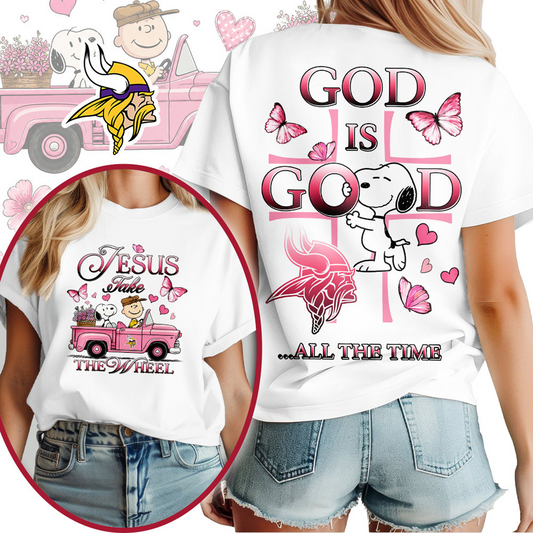 MIN x NFL Jesus Take The Wheel God Is Good 3D Shirt