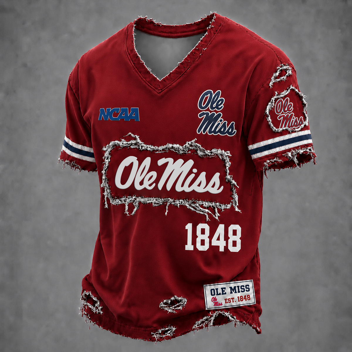 MISS x NCAA LUXURY V-Neck T-Shirt 0506 DatND DVT