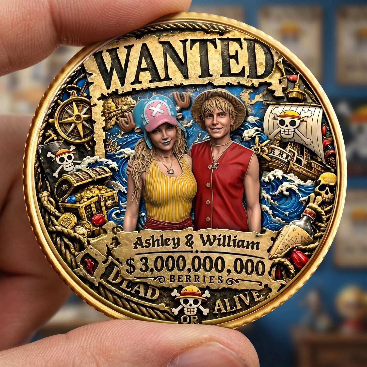 Adventure Legend Metal Coin – Custom Photo For Couple