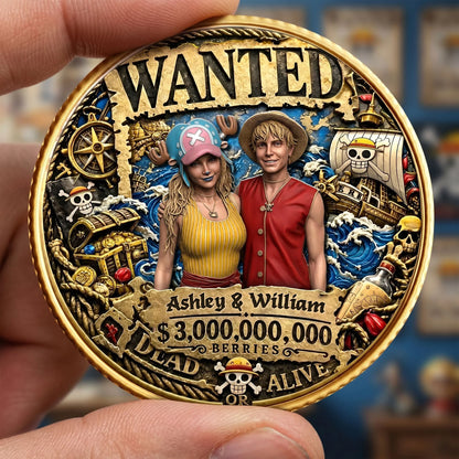 Adventure Legend Metal Coin – Custom Photo For Couple
