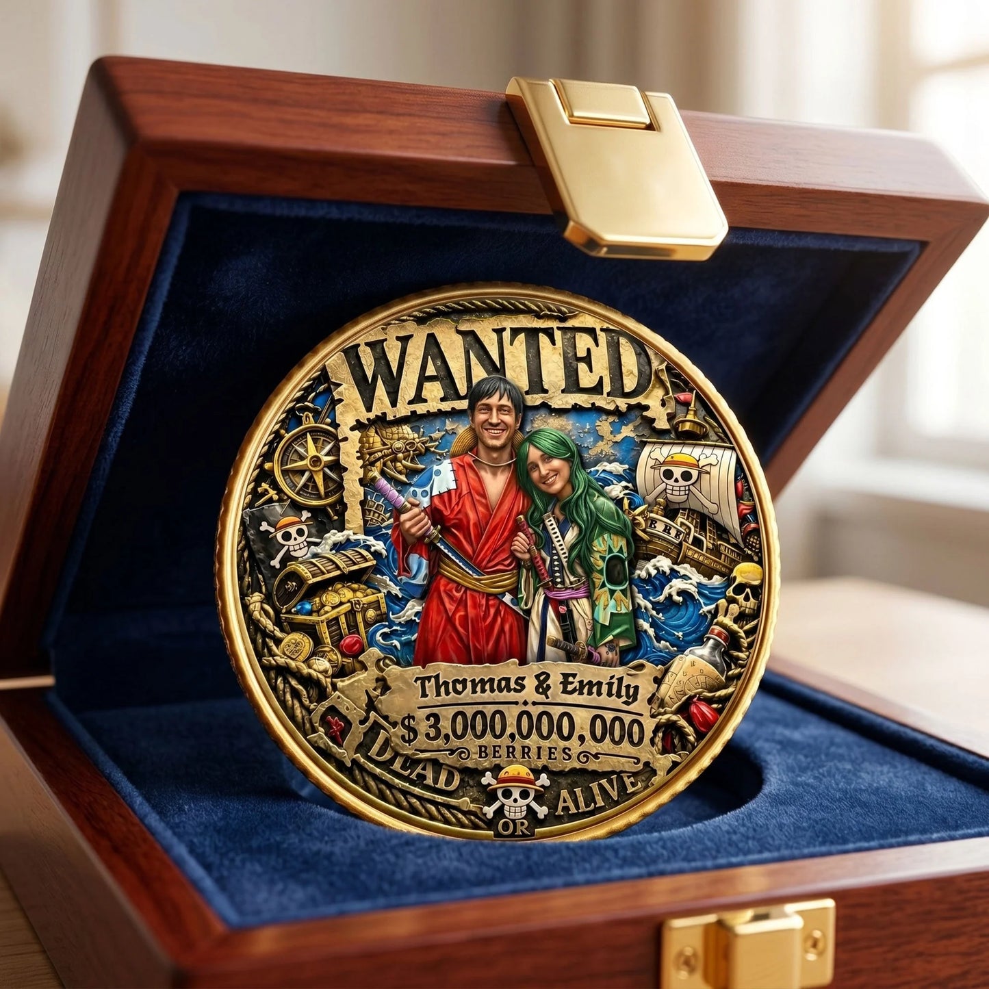 Adventure Legend Metal Coin – Custom Photo For Couple