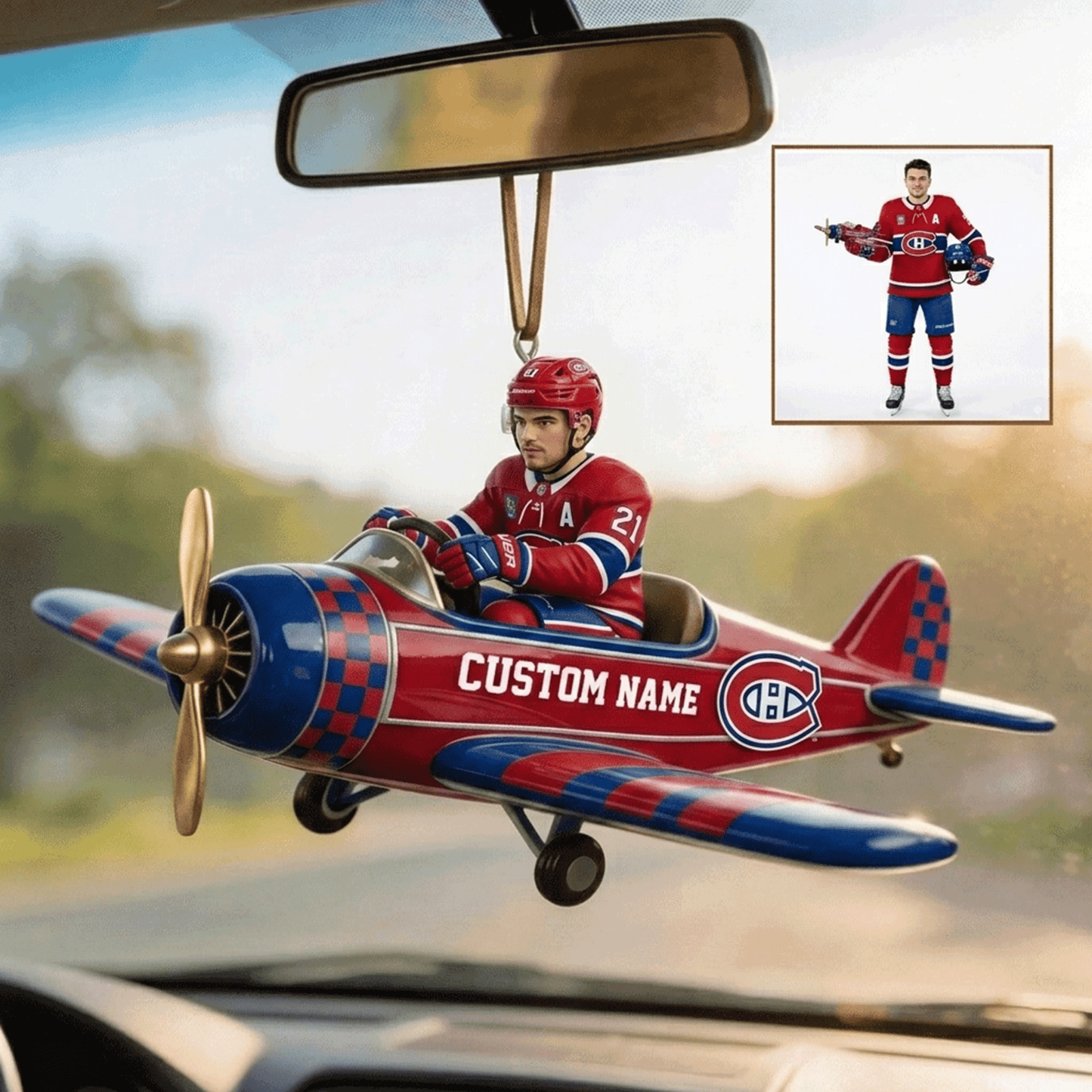 Premium NHL Personalized Hockey Airplane Car Ornament NMD CTKT
