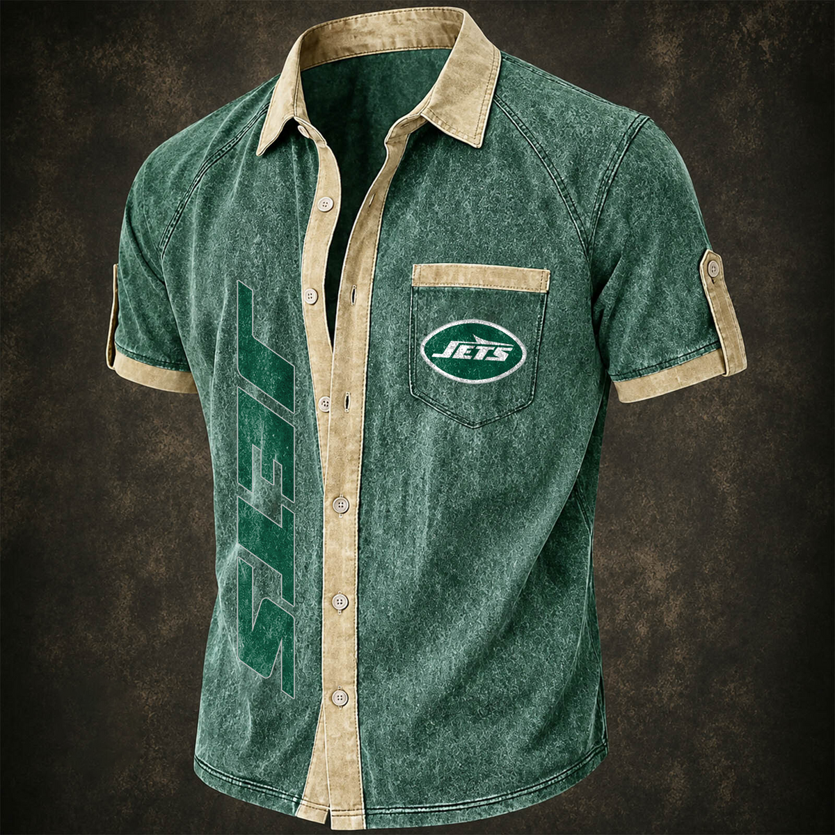 NYJ x NFL Short-Sleeve Button-Up Sports Shirt