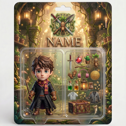 Custom Wizard Photo Plaque For Fans, Personalized Magic School Action Figure Plaque, Custom Name Fantasy Collectible Display, Personalized Fan Gift For Him BQH