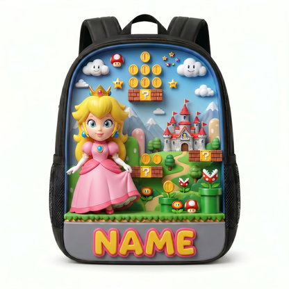 Personalized Kids Backpack, Custom Photo School Backpack With Name, Adventure Game Inspired Bookbag, Back To School Gift For Boys And Girls