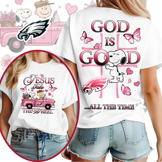 PHI x NFL Jesus Take The Wheel God Is Good 3D Shirt