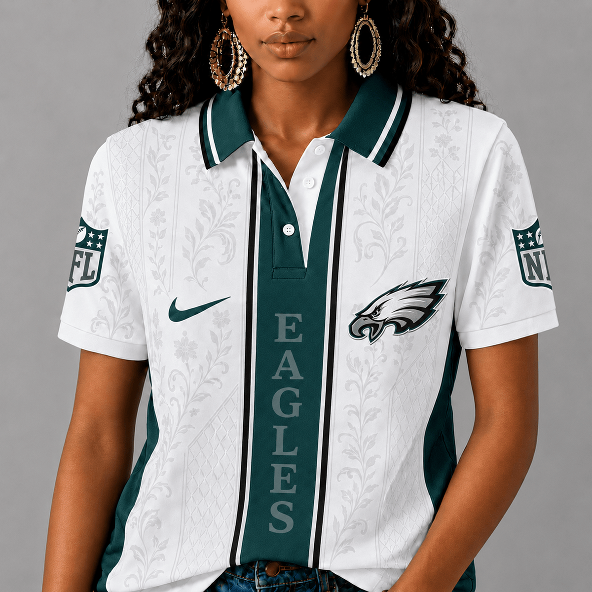 PHI x NFL Premium Floral Elegance Polo Shirt
